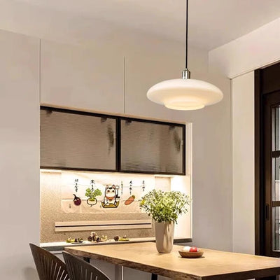 Contemporary Nordic Round Disc Hardware Glass 1-Light Pendant Light For Living Room