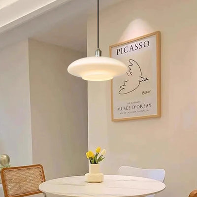 Contemporary Nordic Round Disc Hardware Glass 1-Light Pendant Light For Living Room
