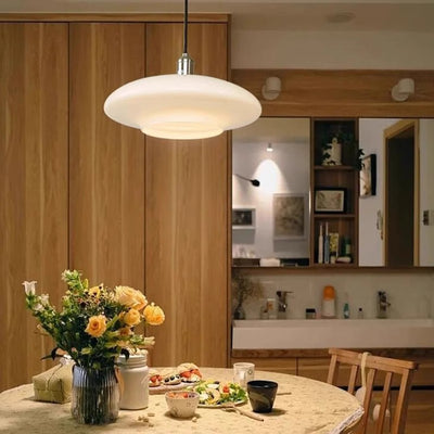 Contemporary Nordic Round Disc Hardware Glass 1-Light Pendant Light For Living Room