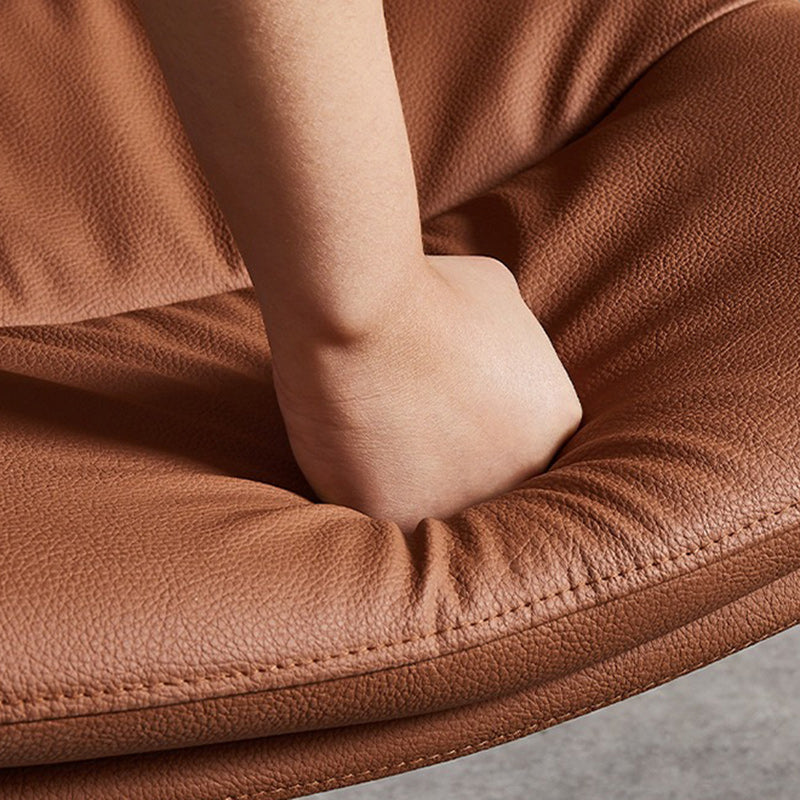Chaise de salle à manger moderne en cuir microfibre avec dossier rectangulaire double rembourré en acier au carbone 
