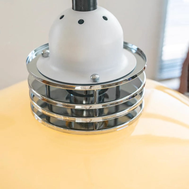Contemporary Nordic Retractable Round Iron Glass Shade 1-Light Pendant Light For Living Room