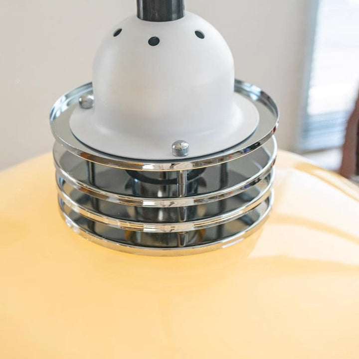 Contemporary Nordic Retractable Round Iron Glass Shade 1-Light Pendant Light For Living Room