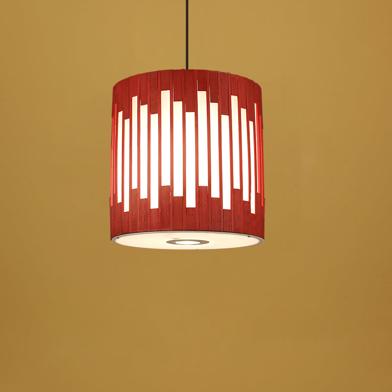 Traditionelle chinesische zylindrische Bambus-gewebte 1-Licht Pendelleuchte für das Esszimmer 