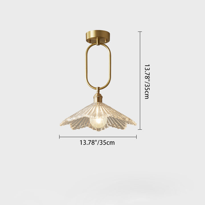 Suspension lumineuse à 1 ampoule avec abat-jour en verre et cadre en cuivre ovale minimaliste moderne pour salon 
