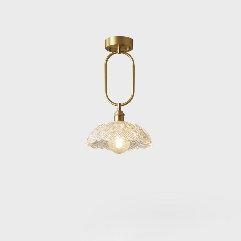 Suspension lumineuse à 1 ampoule avec abat-jour en verre et cadre en cuivre ovale minimaliste moderne pour salon 