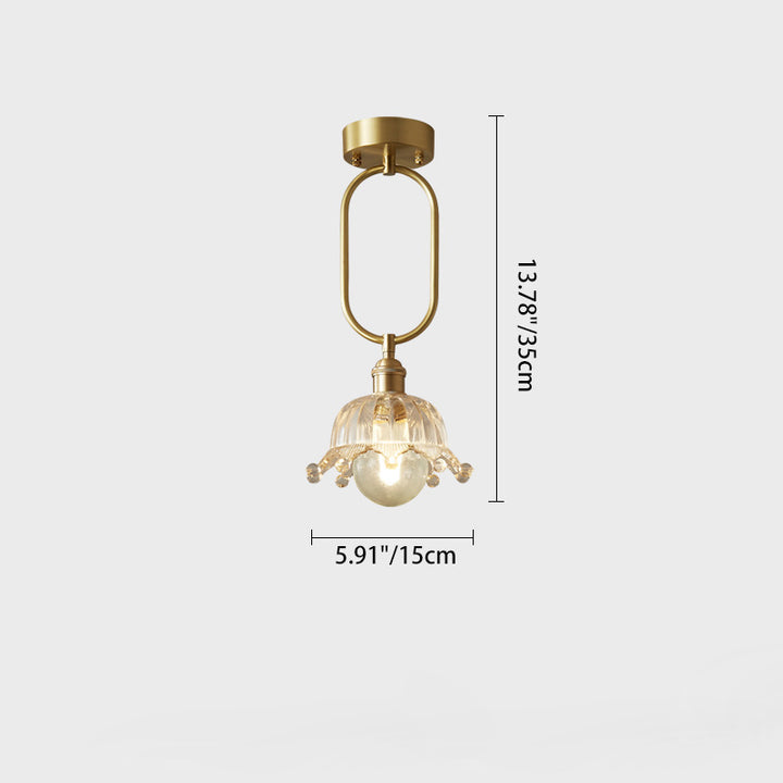 Suspension lumineuse à 1 ampoule avec abat-jour en verre et cadre en cuivre ovale minimaliste moderne pour salon 