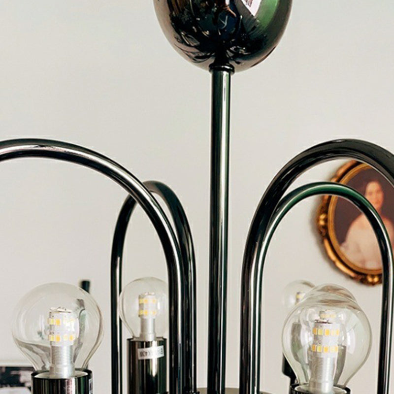 Contemporary Nordic Branch Curved Rod Carbon Steel Glass 8/12/16 Light Chandelier For Living Room