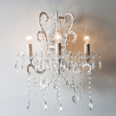 Traditional Rustic Branch Curved Pole Candelabra Crystal Iron 3-Light Wall Sconce Lamp For Living Room