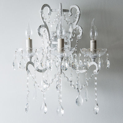 Traditional Rustic Branch Curved Pole Candelabra Crystal Iron 3-Light Wall Sconce Lamp For Living Room