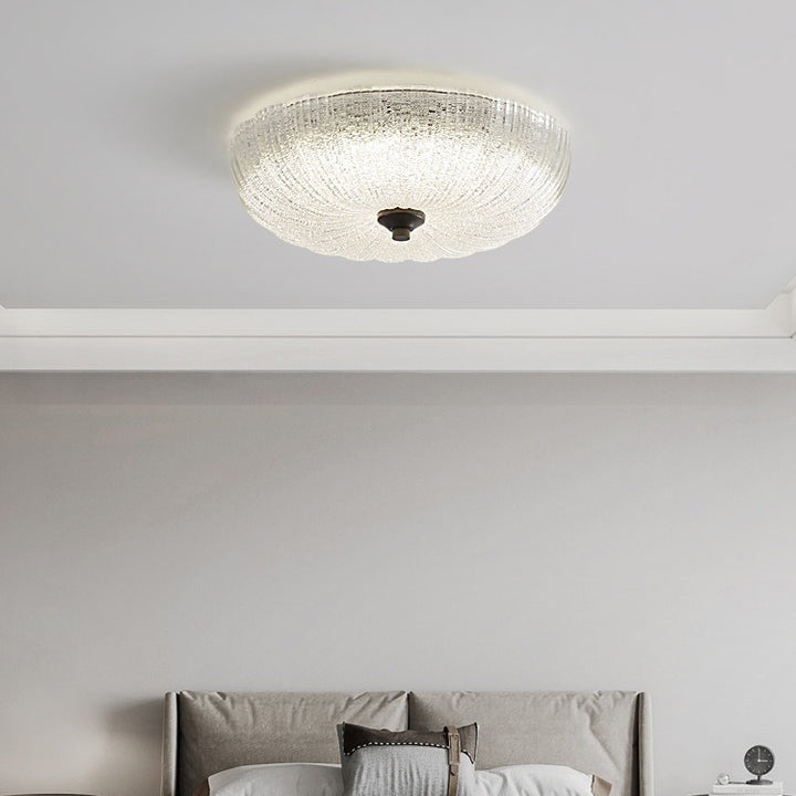 Plafonnier LED en verre fait main avec bandes rondes nordiques contemporaines et cuivre pour salon 
