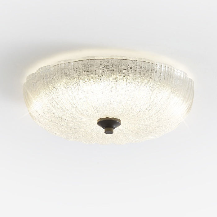 Plafonnier LED en verre fait main avec bandes rondes nordiques contemporaines et cuivre pour salon 