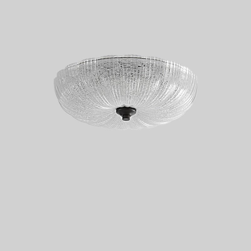 Plafonnier LED en verre fait main avec bandes rondes nordiques contemporaines et cuivre pour salon 