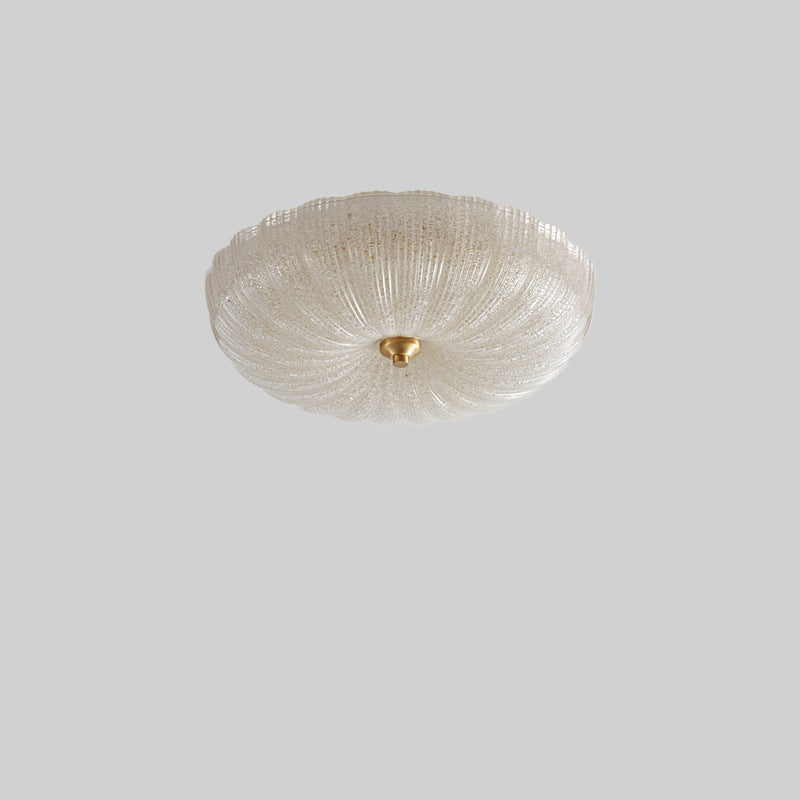 Plafonnier LED en verre fait main avec bandes rondes nordiques contemporaines et cuivre pour salon 