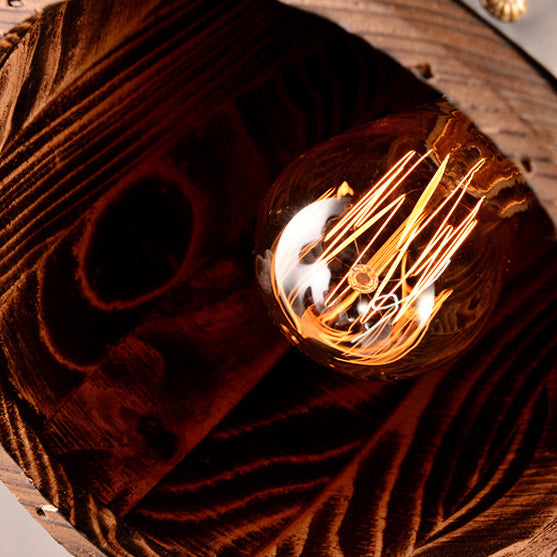 Traditionelle rustikale runde Fass Holz Eisen 1-Licht Pendelleuchte für Esszimmer 