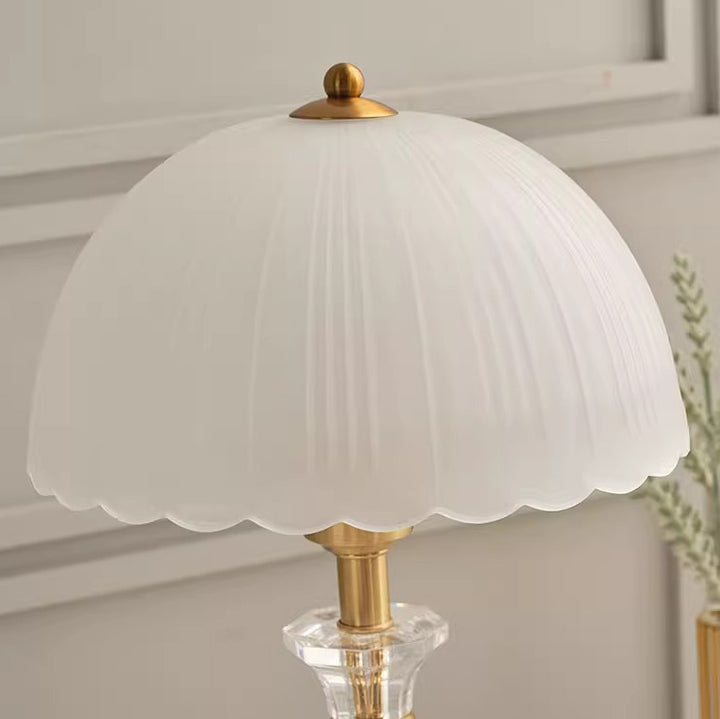 Traditional European Round Domed Lace Full Copper Acrylic 1-Light Table Lamp For Bedroom