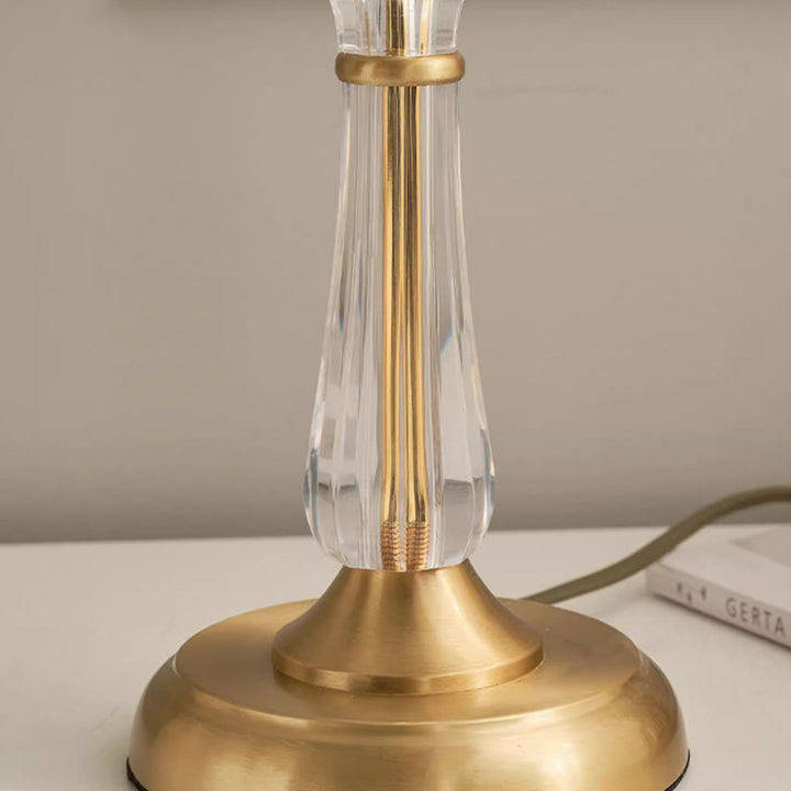 Traditional European Round Domed Lace Full Copper Acrylic 1-Light Table Lamp For Bedroom