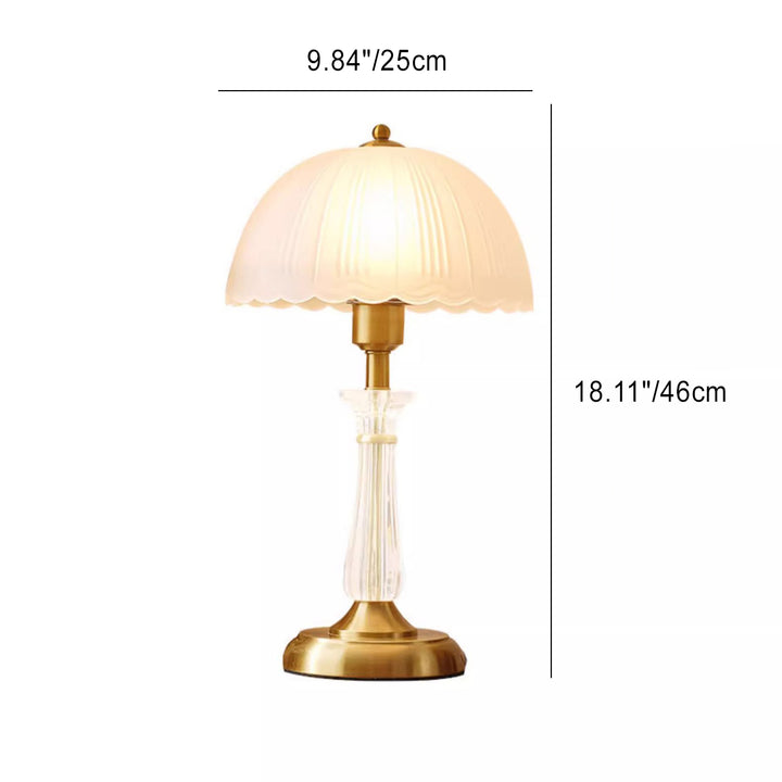 Traditional European Round Domed Lace Full Copper Acrylic 1-Light Table Lamp For Bedroom