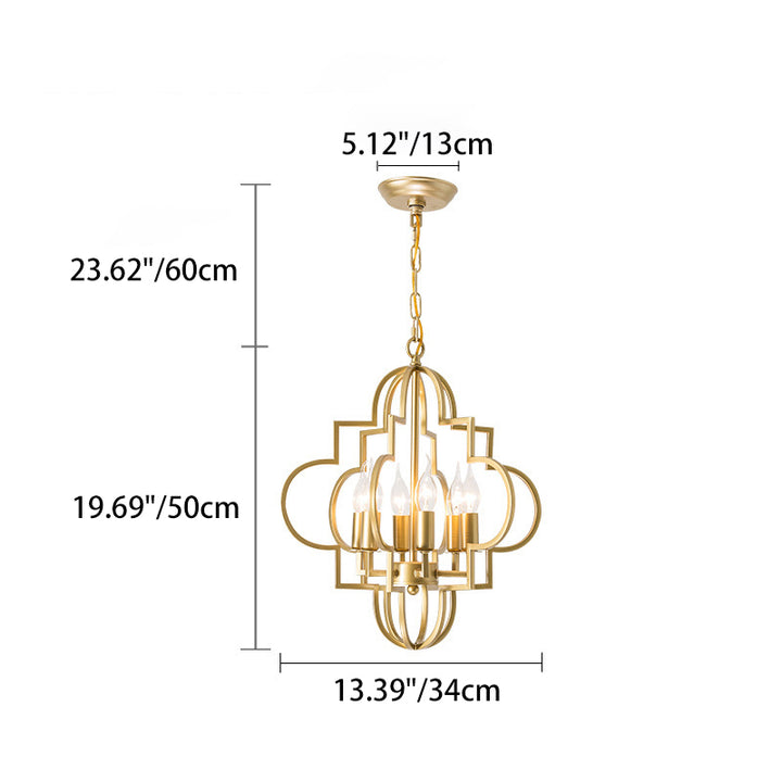 Lustre à 6 lumières avec support en fer de style rustique traditionnel pour salon 