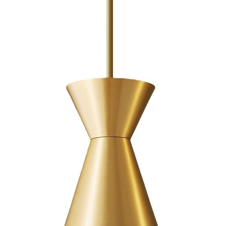 Lustre moderne minimaliste à cône avec cadre en laiton et abat-jour en verre 1/3 lumière pour salle à manger 