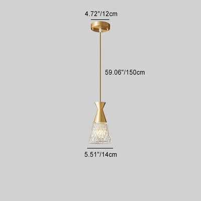 Moderner minimalistischer Kegel Messingrahmen Glasschirm 1/3 Licht Insel Licht Kronleuchter für Esszimmer 
