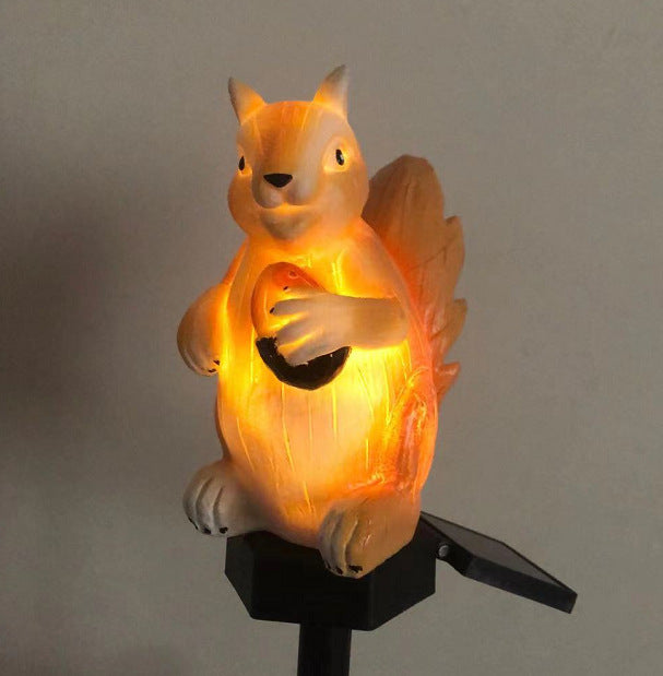 Contemporáneo Creativo Solar Animal Águila Ardilla Conejo Resina LED Enchufe de Suelo Luz Exterior para Jardín 