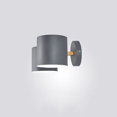Moderne Minimalistische Runde Zylinder Hornform Eisen Holz 2-Licht Wandleuchte Für Wohnzimmer 