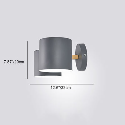 Moderne Minimalistische Runde Zylinder Hornform Eisen Holz 2-Licht Wandleuchte Für Wohnzimmer 
