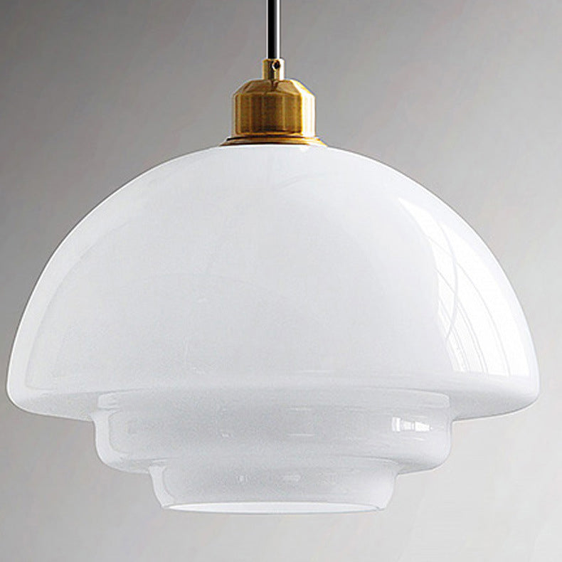 Suspension luminaire 1 lumière avec abat-jour en verre demi-dôme rond industriel contemporain pour salon 
