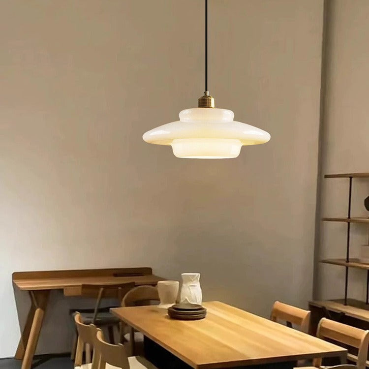 Suspension luminaire 1 lumière avec abat-jour en verre demi-dôme rond industriel contemporain pour salon 