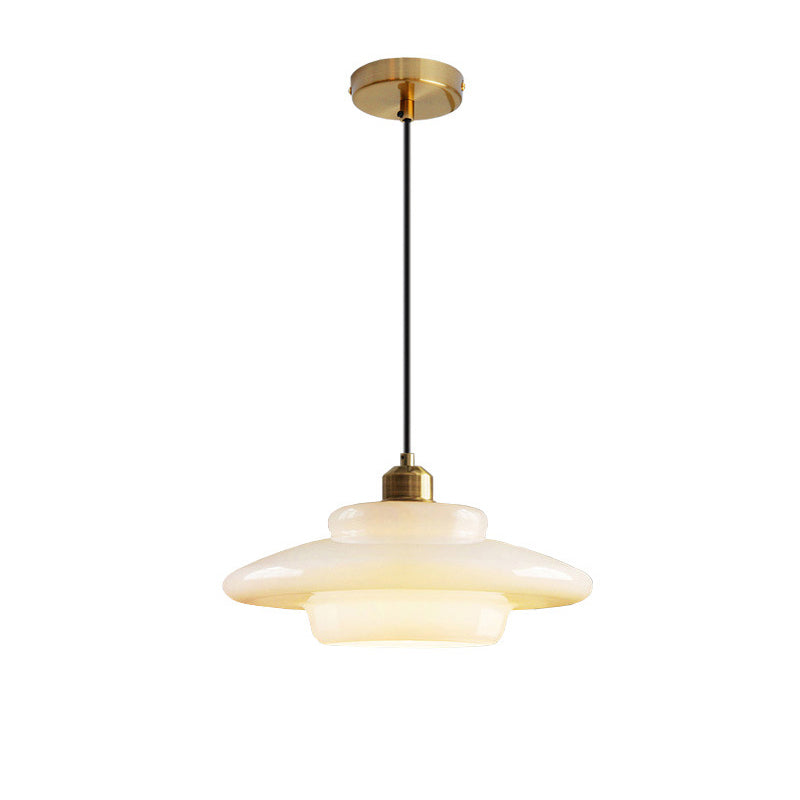 Suspension luminaire 1 lumière avec abat-jour en verre demi-dôme rond industriel contemporain pour salon 