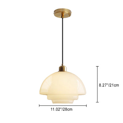 Suspension luminaire 1 lumière avec abat-jour en verre demi-dôme rond industriel contemporain pour salon 