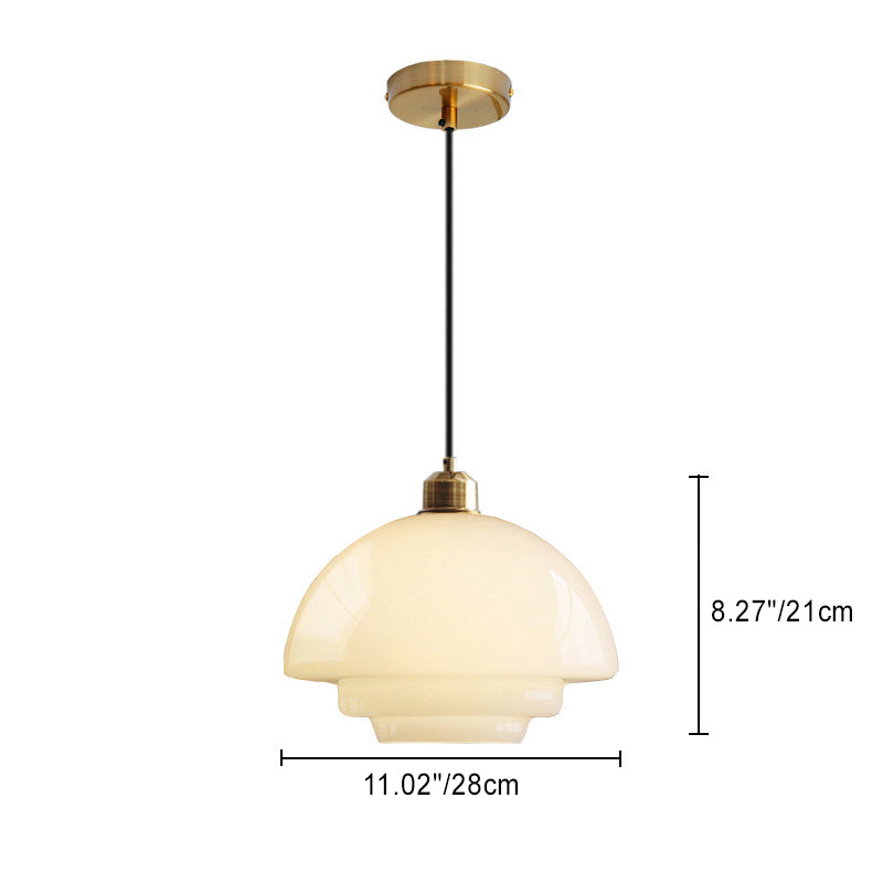 Suspension luminaire 1 lumière avec abat-jour en verre demi-dôme rond industriel contemporain pour salon 
