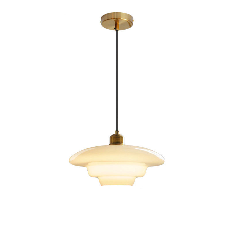 Suspension luminaire 1 lumière avec abat-jour en verre demi-dôme rond industriel contemporain pour salon 