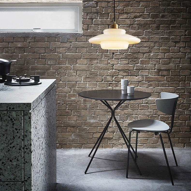 Suspension luminaire 1 lumière avec abat-jour en verre demi-dôme rond industriel contemporain pour salon 