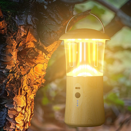 ضوء LED خارجي للتخييم في الحديقة بأسطوانة قابلة لإعادة الشحن بتصميم حديث بسيط من الفولاذ المقاوم للصدأ وABS وPC 