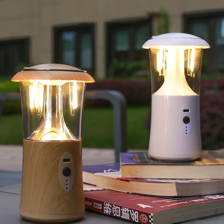 ضوء LED خارجي للتخييم في الحديقة بأسطوانة قابلة لإعادة الشحن بتصميم حديث بسيط من الفولاذ المقاوم للصدأ وABS وPC 