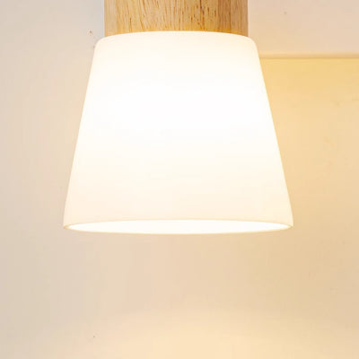 Lámpara de Aplique de Pared Cilíndrica Minimalista Moderna con Pantalla de Vidrio y Madera 1/2 Luces para Dormitorio 