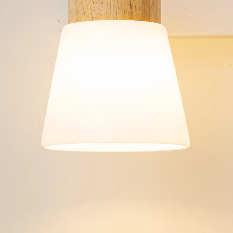 Lámpara de Aplique de Pared Cilíndrica Minimalista Moderna con Pantalla de Vidrio y Madera 1/2 Luces para Dormitorio 