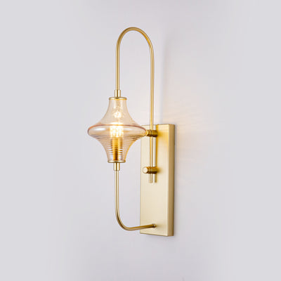 Contemporary Nordic Rectangle Gyro Shape Glass Shade Iron Line Frame 1-Light Wall Sconce Lamp For Living Room