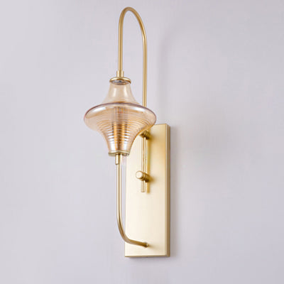 Contemporary Nordic Rectangle Gyro Shape Glass Shade Iron Line Frame 1-Light Wall Sconce Lamp For Living Room