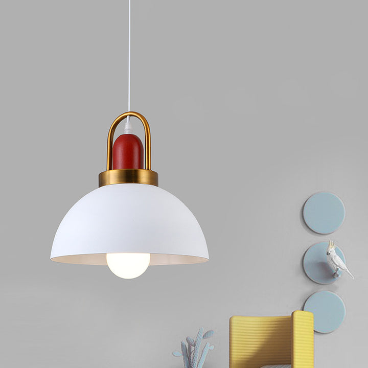 Suspension contemporaine en dôme rond nordique en aluminium à 1 lumière pour salon 