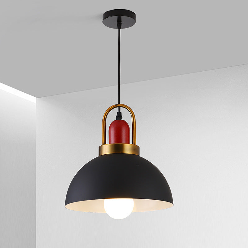 Suspension contemporaine en dôme rond nordique en aluminium à 1 lumière pour salon 