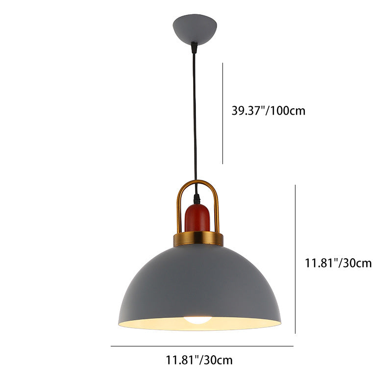 Suspension contemporaine en dôme rond nordique en aluminium à 1 lumière pour salon 