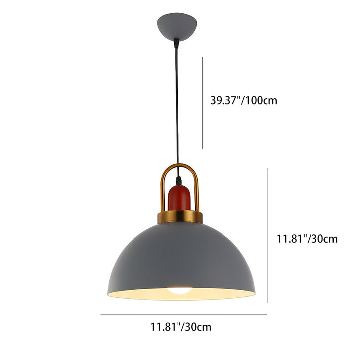 Suspension contemporaine en dôme rond nordique en aluminium à 1 lumière pour salon 