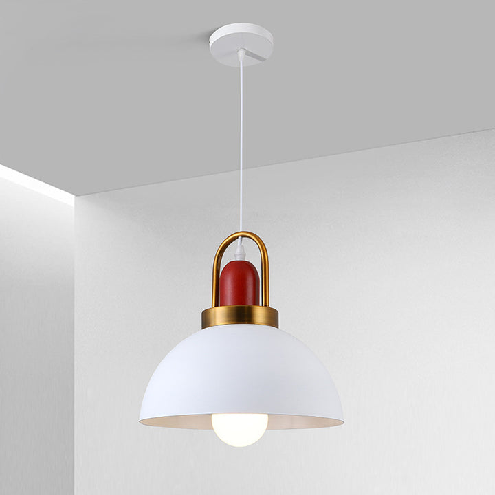 Suspension contemporaine en dôme rond nordique en aluminium à 1 lumière pour salon 