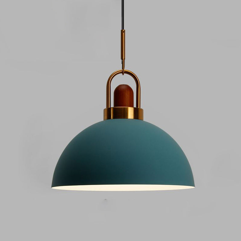 Suspension contemporaine en dôme rond nordique en aluminium à 1 lumière pour salon 