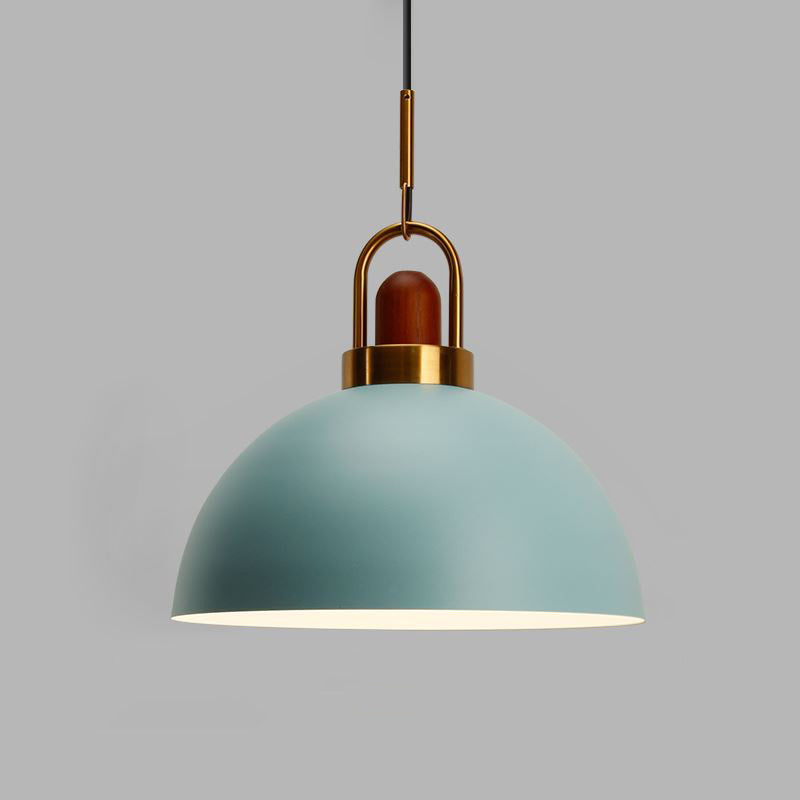 Suspension contemporaine en dôme rond nordique en aluminium à 1 lumière pour salon 