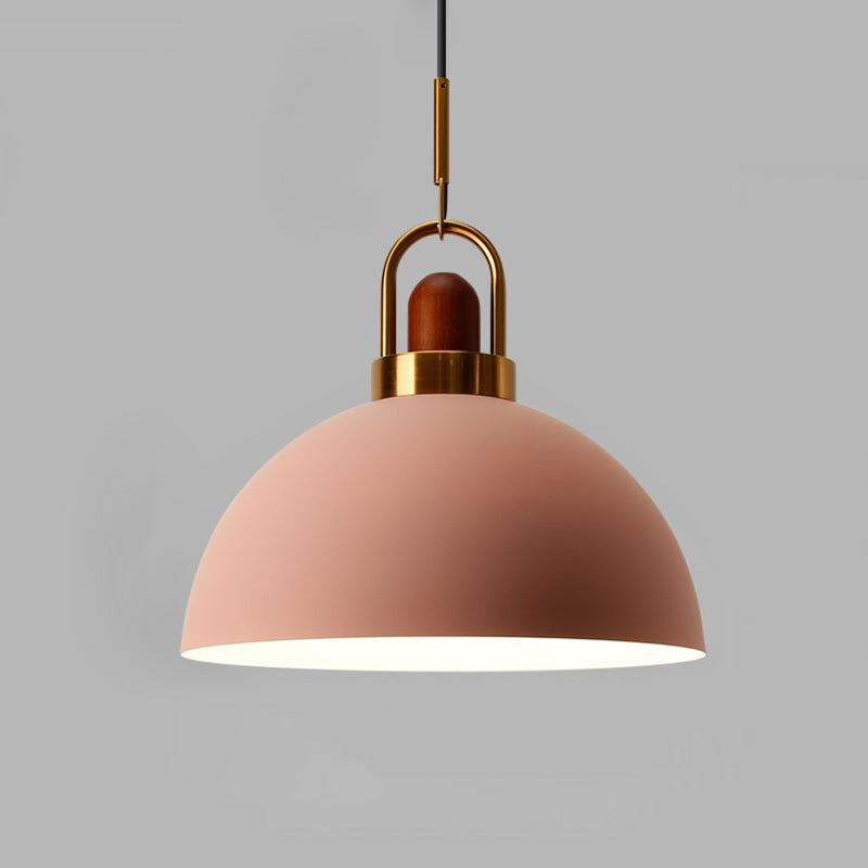 Suspension contemporaine en dôme rond nordique en aluminium à 1 lumière pour salon 