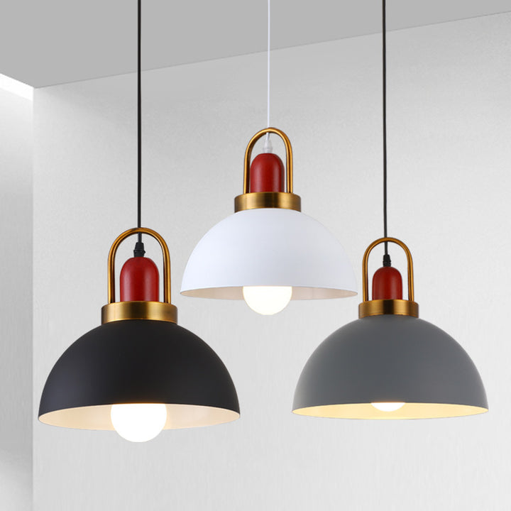 Suspension contemporaine en dôme rond nordique en aluminium à 1 lumière pour salon 