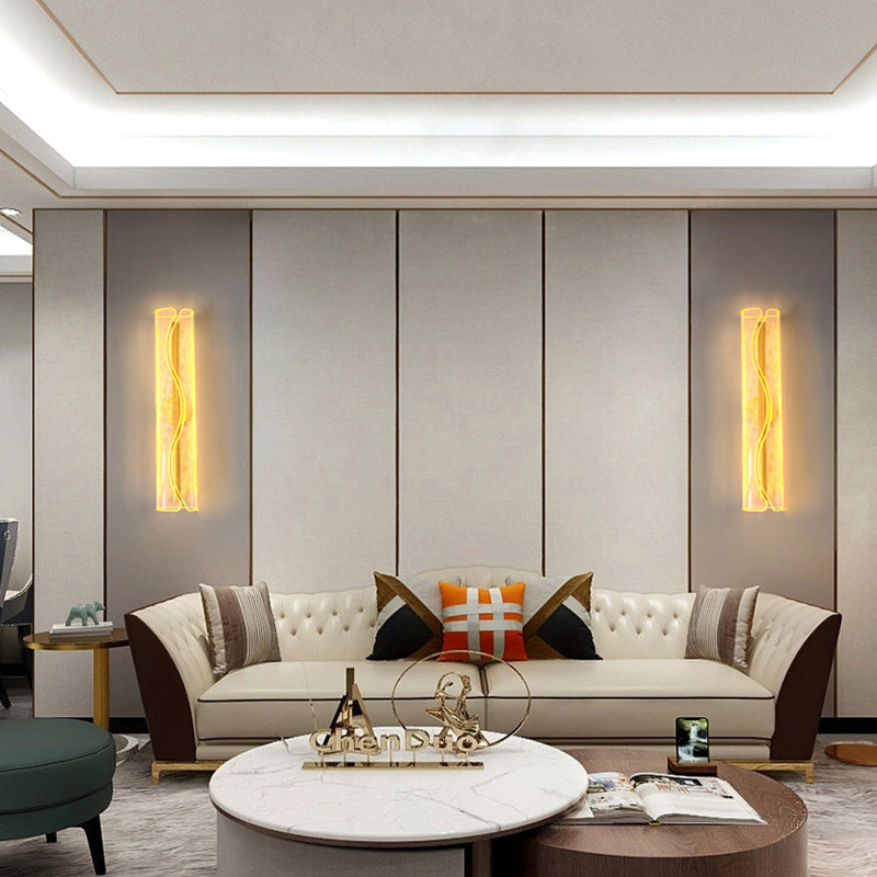 Lampe murale LED en acrylique en fer et aluminium cylindrique moderne de luxe pour salon 